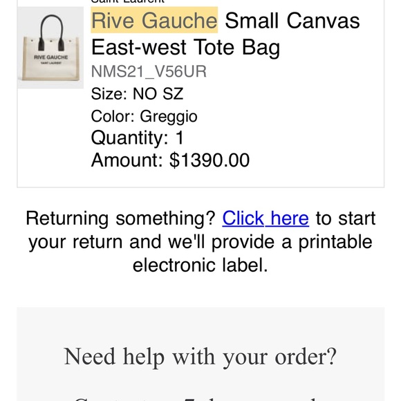 Saint Laurent Rive Gauche Canvas Tote in Cream and Black - Picture 7 of 13